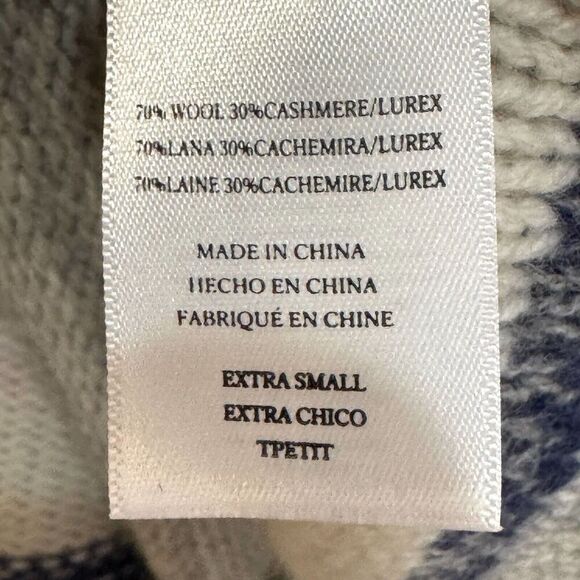 Rails Sweater Size XS Daphne Stripe Wool & Cashmere Blue Grey Ivory Metallic - Picture 8 of 9